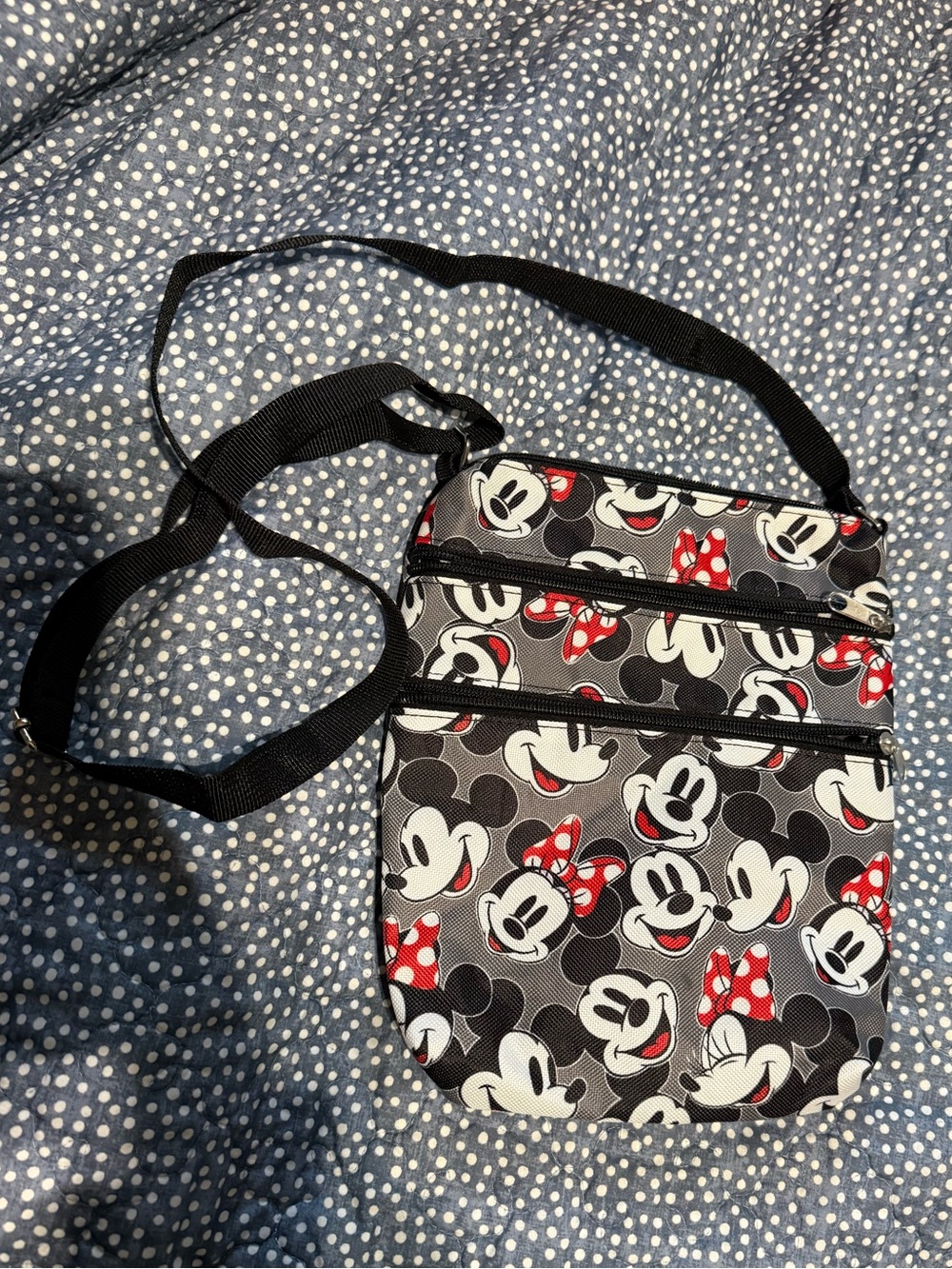 Disney Black Gray White Red Minnie Mouse Crossbody Bag